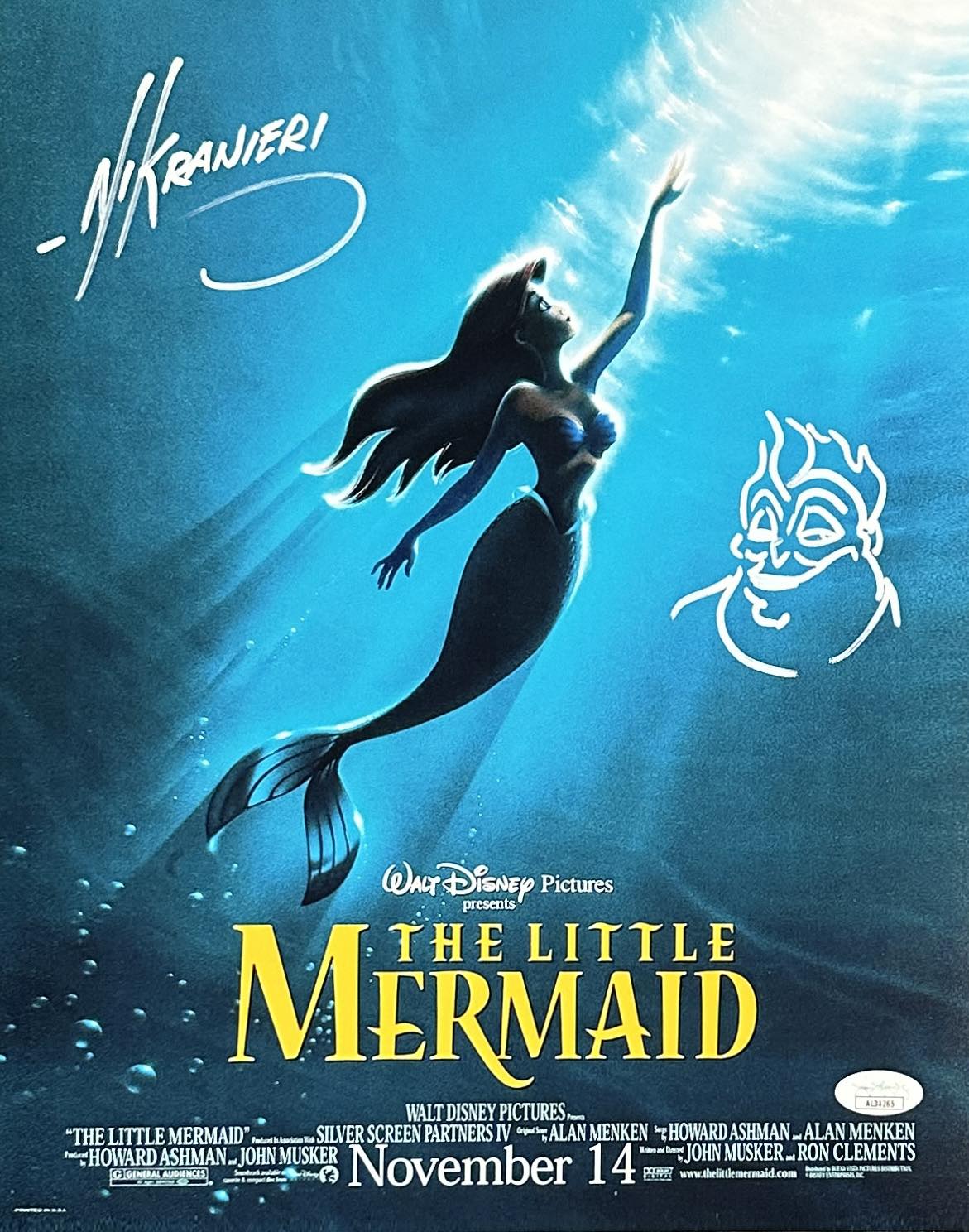 Nik Ranieri autographed inscribed 11x14 photo The Little Mermaid JSA COA Ursula