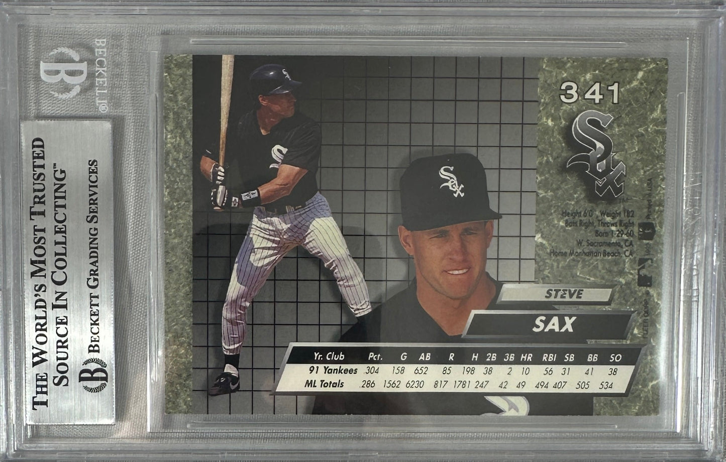 Steve Sax auto signed card 1992 Fleer Corp #341 MLB White Sox BAS Encap
