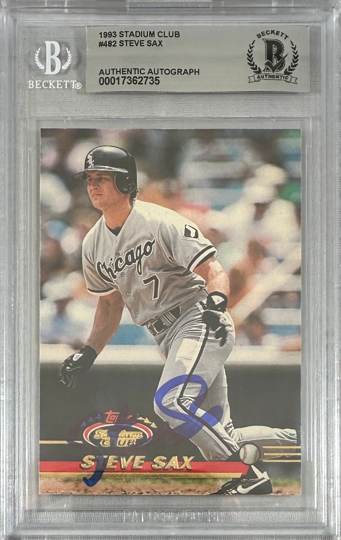Steve Sax auto signed card 1993 Topps #482 MLB White Sox BAS Encap