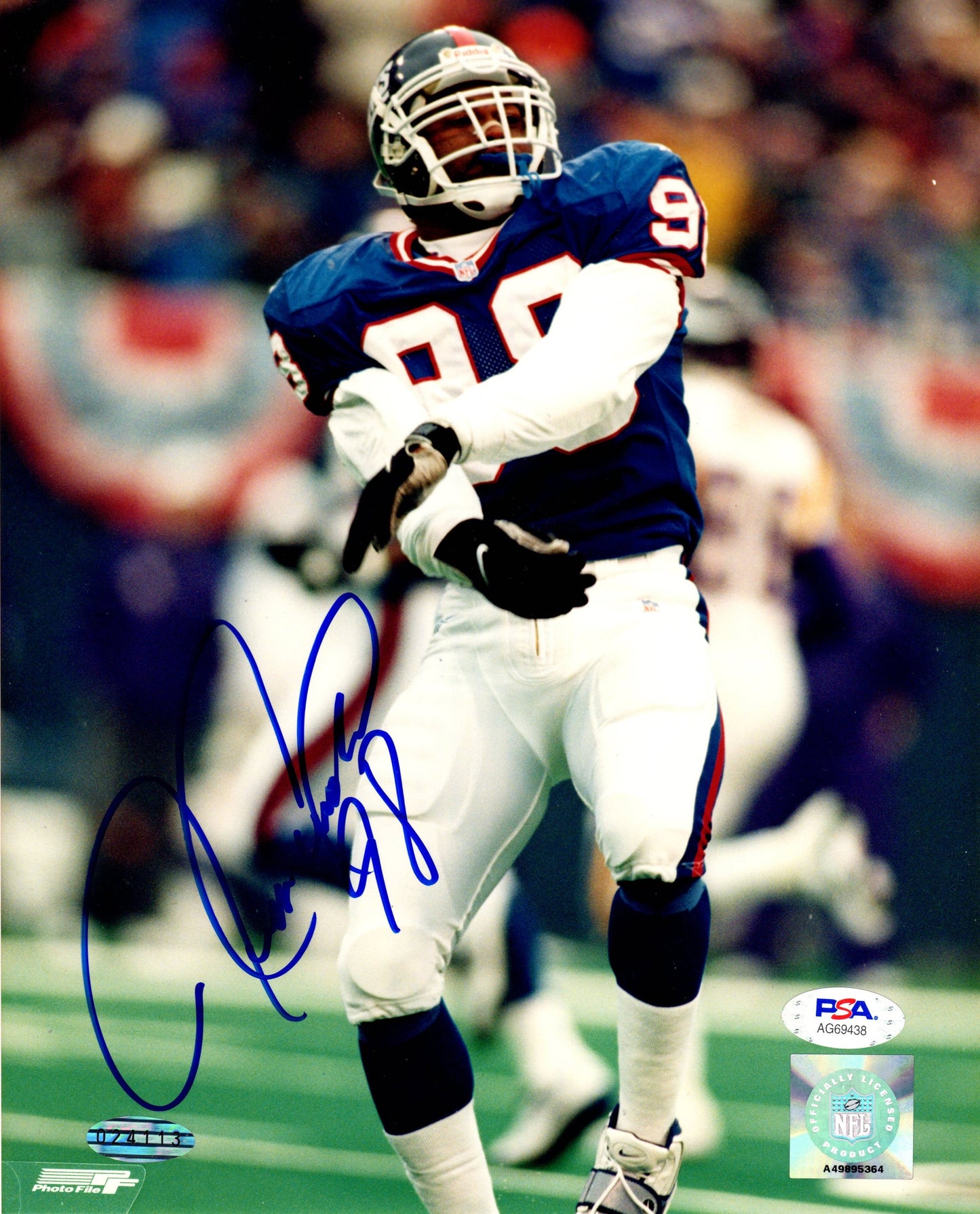 Jessie Armstead autographed signed 8x10 photo NFL New York Giants PSA COA