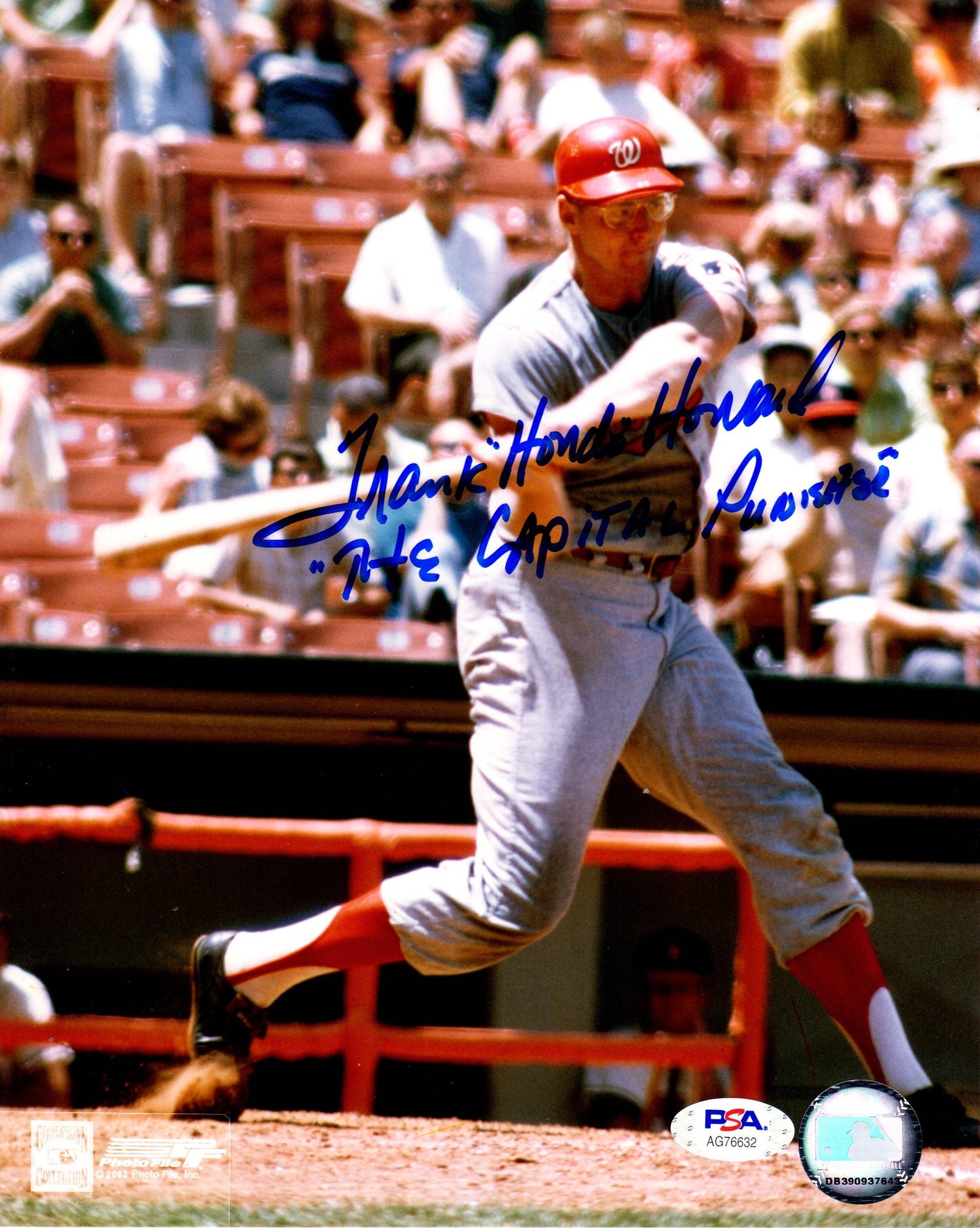 Frank Howard autographed inscribed Washington Senators MLB signed 8x10 photo PSA