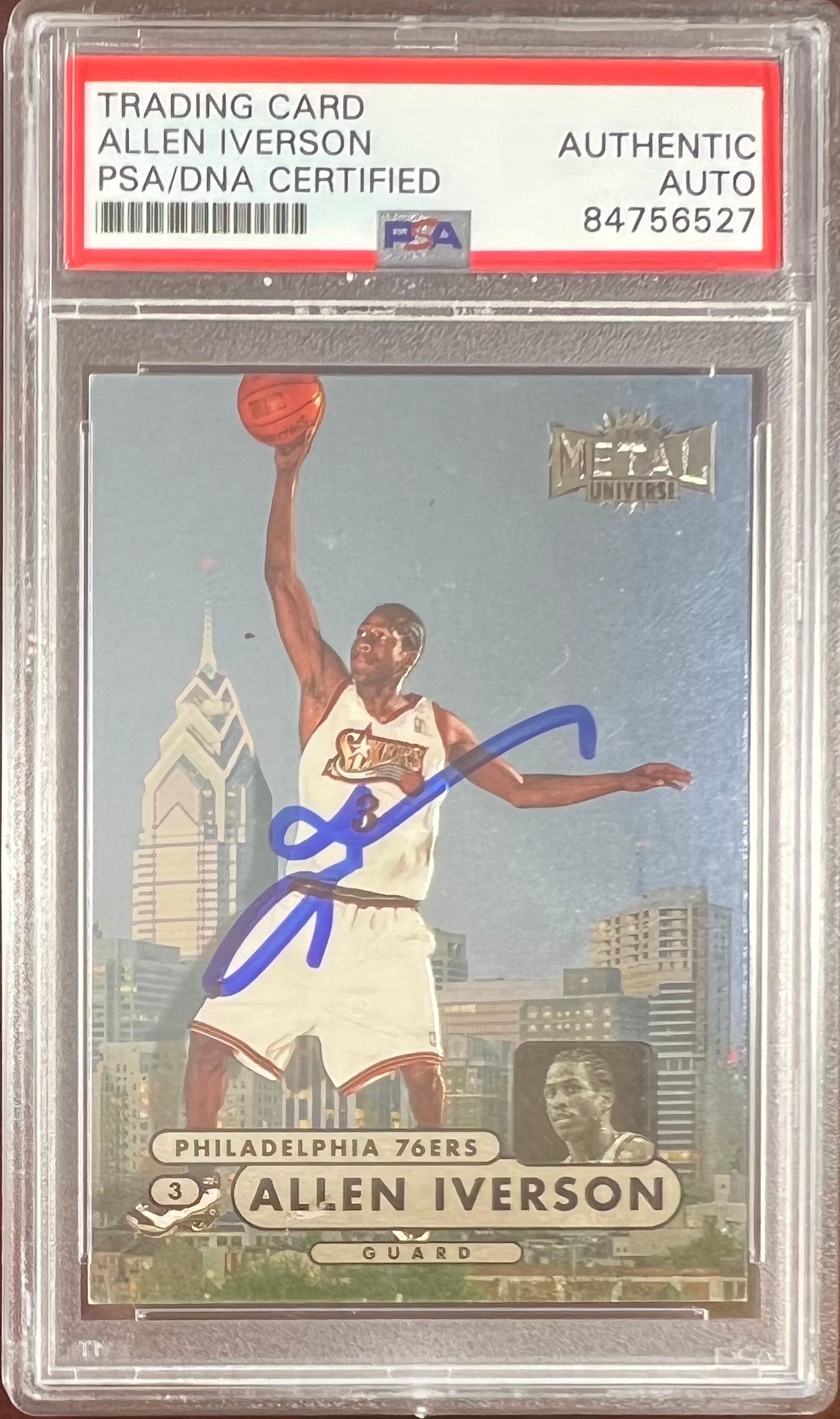 Allen Iverson auto card 1998 Metal Universe #26 Philadelphia 76ers PSA Encaps