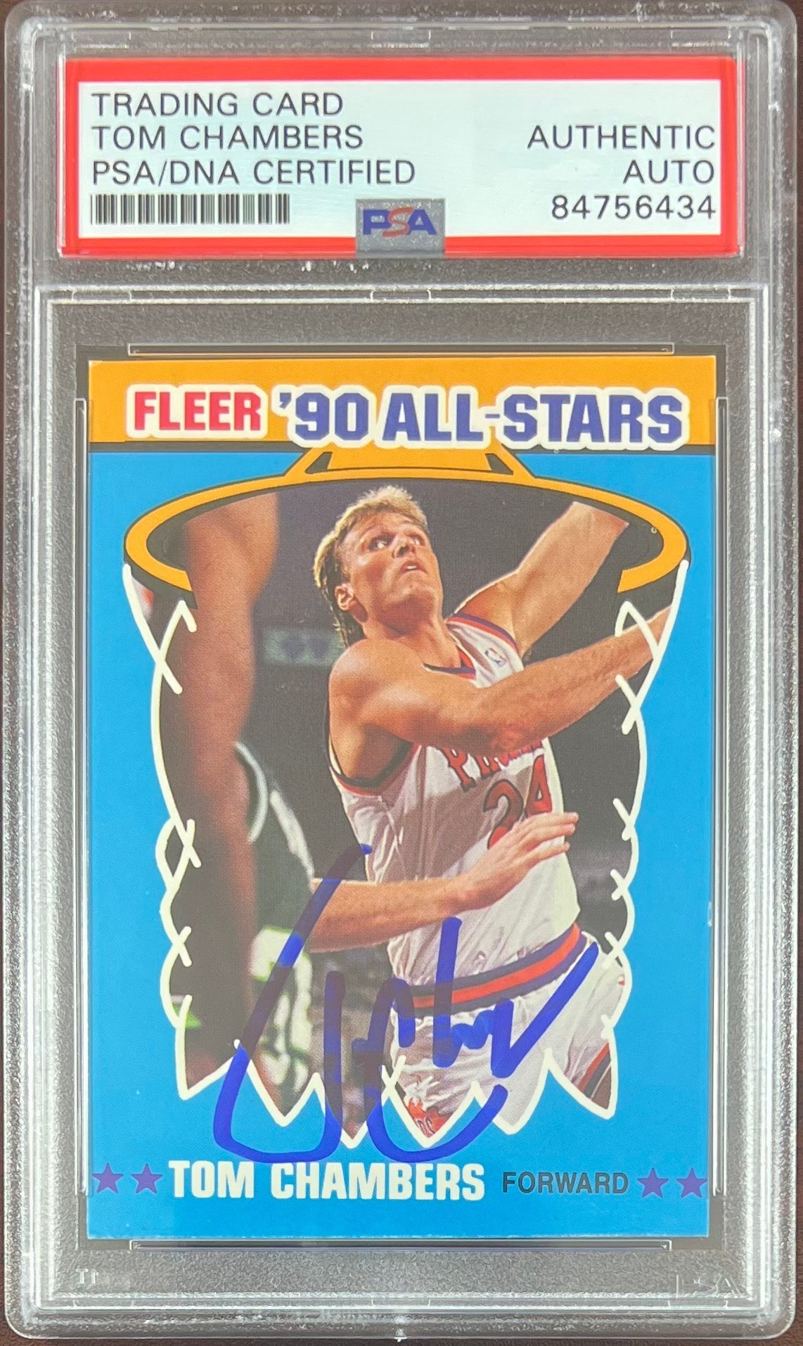 Tom Chambers auto 1990 Fleer #8 card Phoenix Suns PSA Encapsulated Utah Jazz