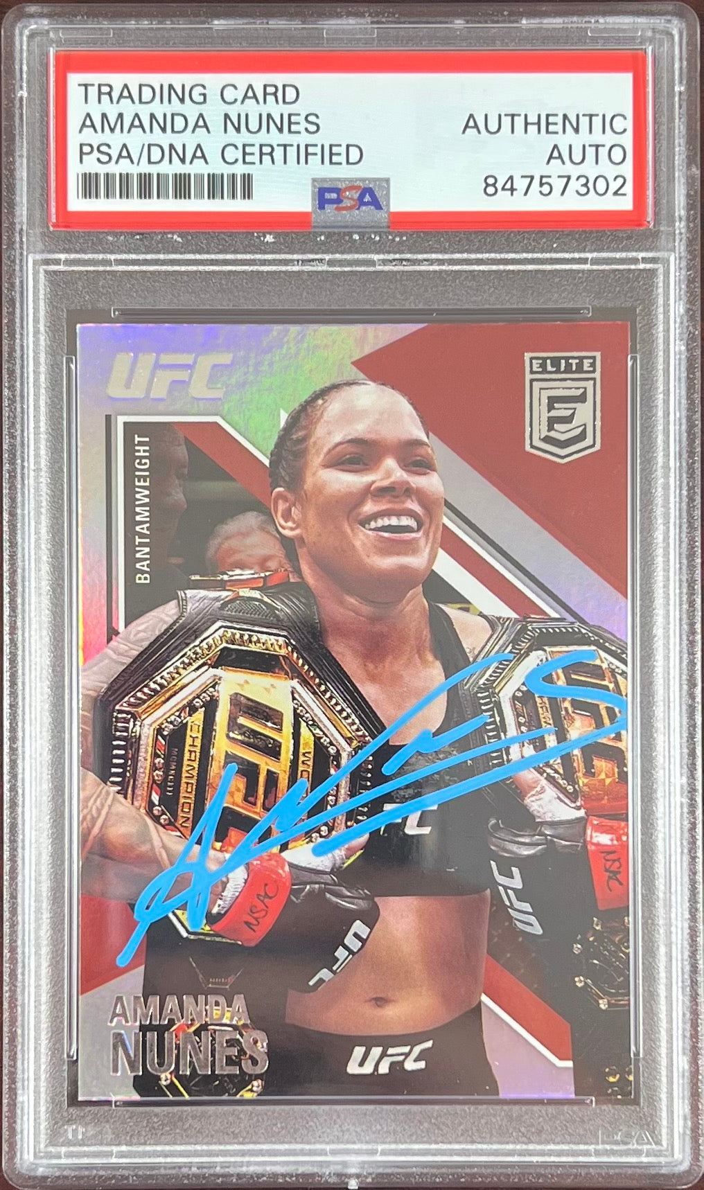 Amanda Nunes auto 2021 Panini Chronicles Elite card #145 UFC PSA Encapsulated