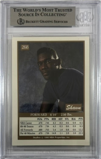 Shawn Kemp auto signed RC 1990 Skybox #268 Seattle Supersonics BAS Encapsulated