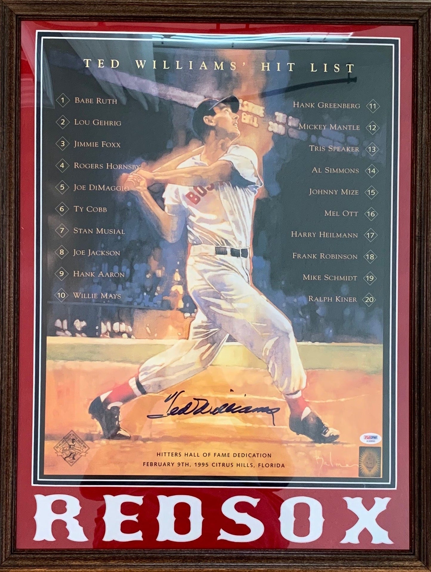 Ted Williams autographed signed 16x20 framed MLB Boston Red Sox PSA COA