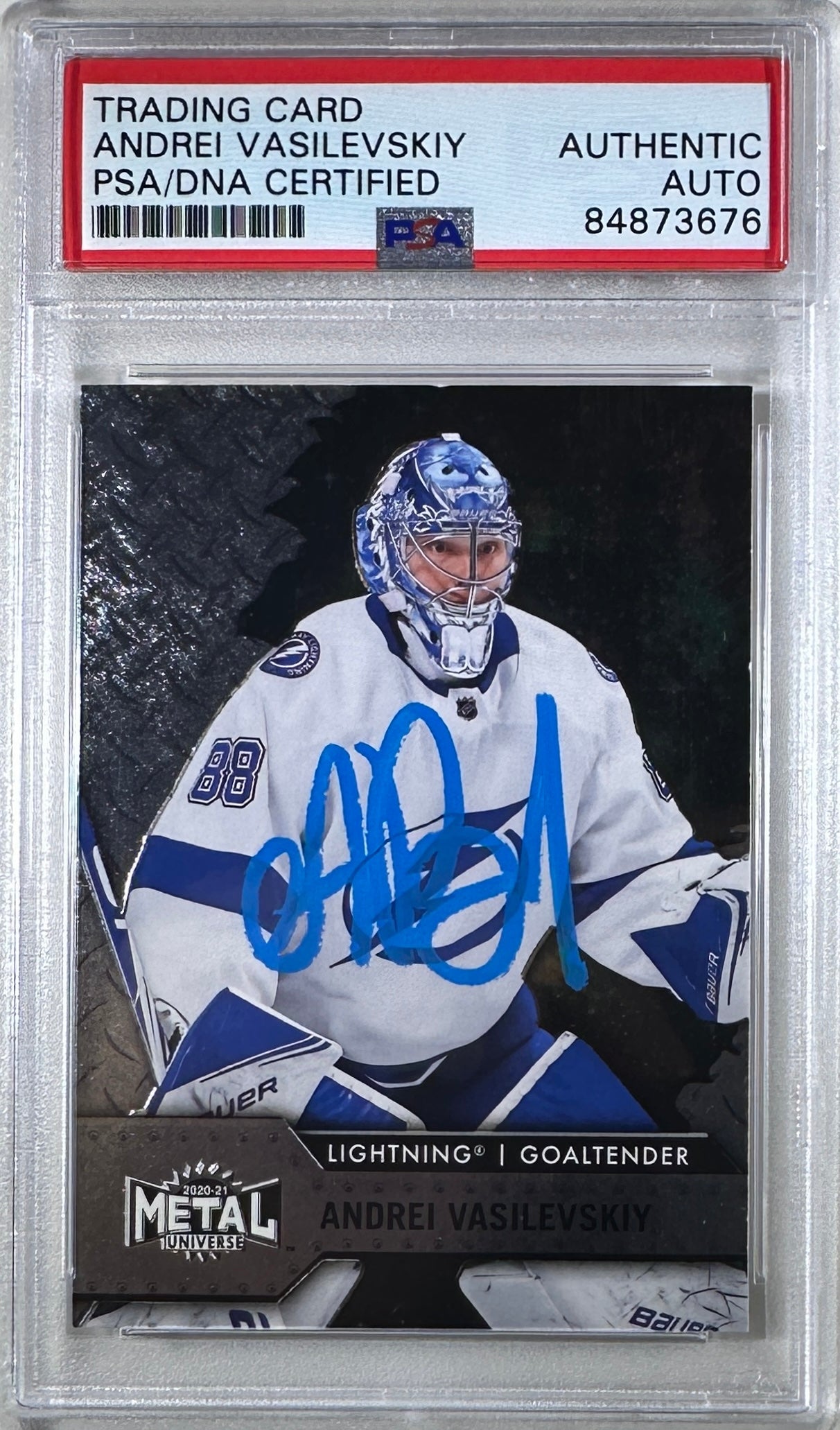 Andrei Vasilevskiy auto card Skybox #52 2021 Tampa Bay Lightning PSA Encap