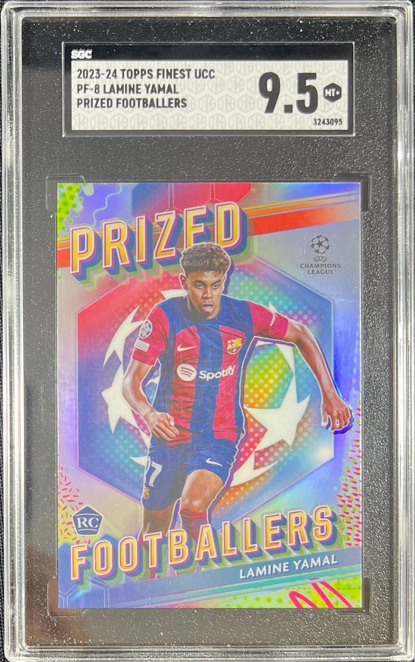 Lamine Yamal 2023-24 Topps Finest Prized Footballers RC PF-8 SGC 9.5