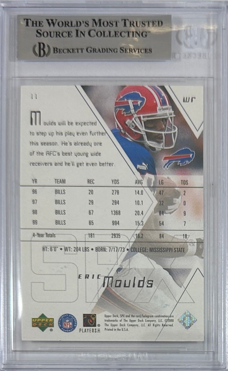 Eric Moulds autographed signed Upper Deck 2000 #11 Buffalo Bills BAS Encap