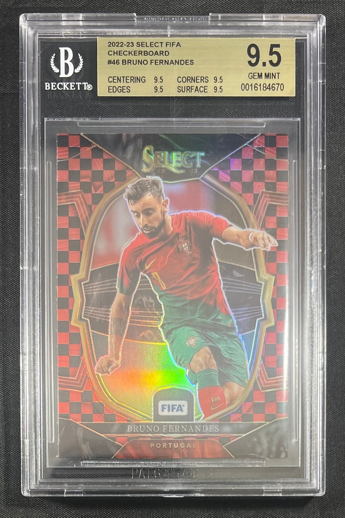 Bruno Fernandez 2022-23 Panini Select Checkerboard #46 BAS 9.5