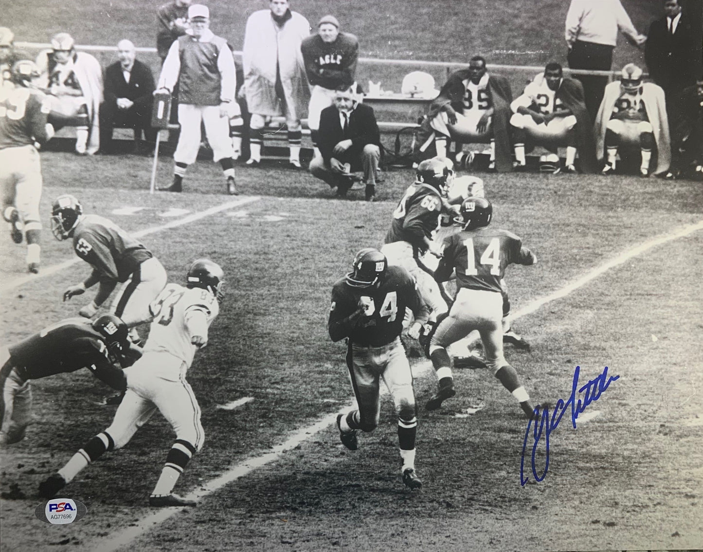 YA Tittle autographed signed 11x14 photo NFL New York Giants PSA COA HOF