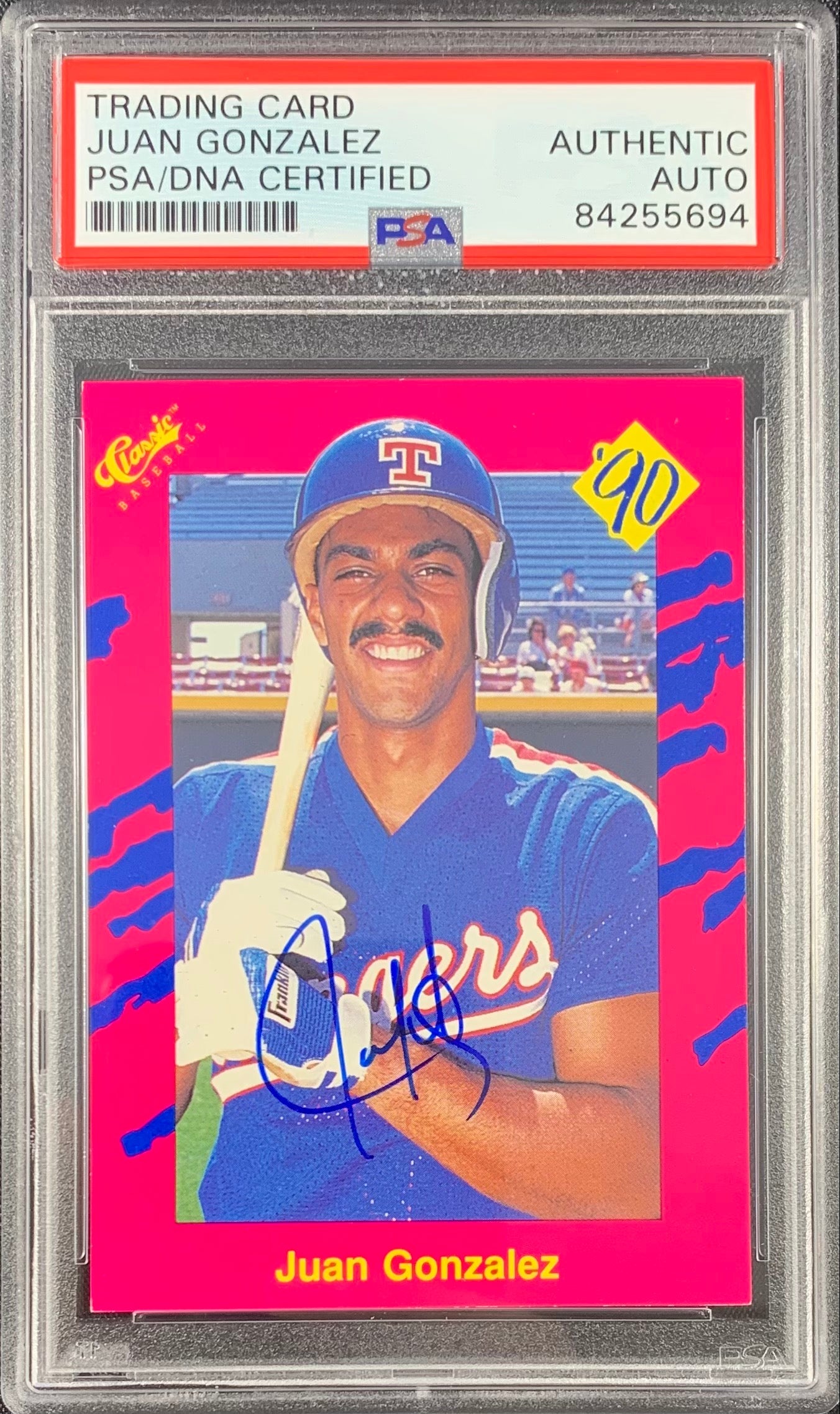 Juan Gonzalez signed rookie card Classic #T21 Texas Rangers PSA Encapsulated