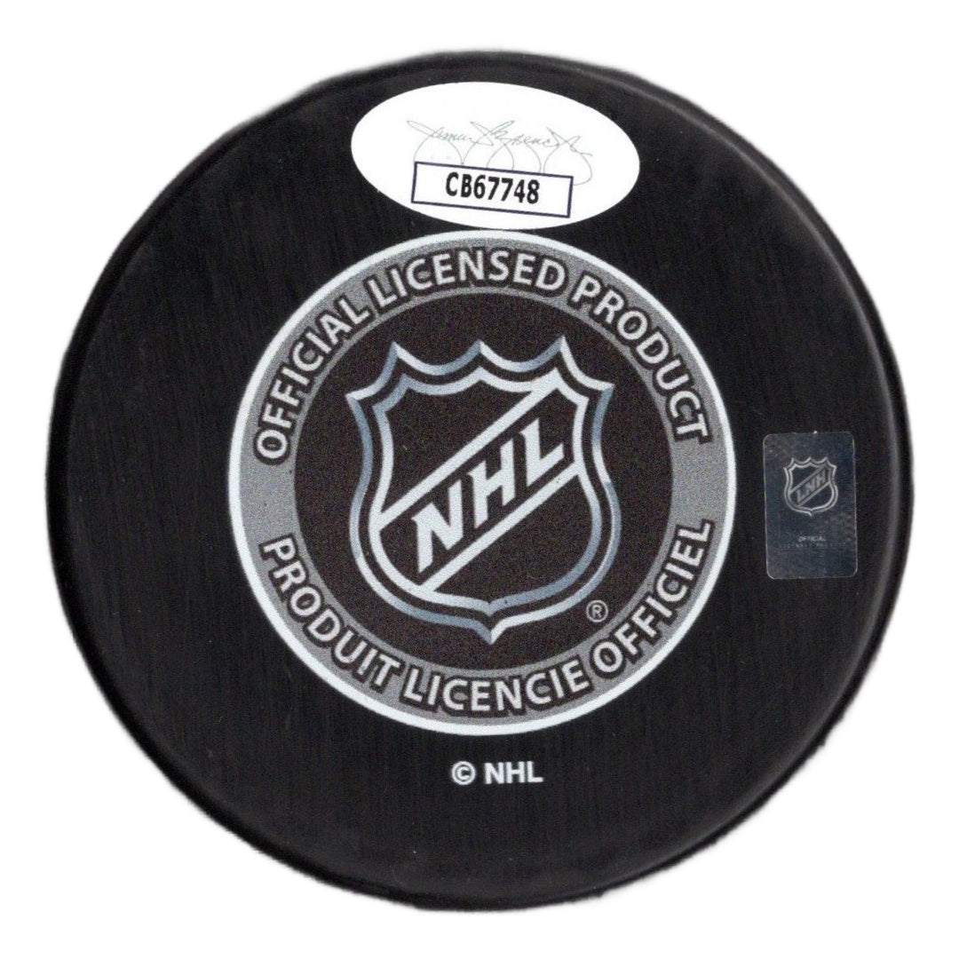 Elias Lindholm autographed signed draft puck NHL Boston Bruins JSA