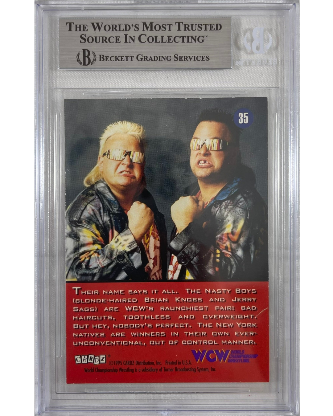 WWE WCW Nasty Boys Brian Knobbs Jerry Sags Autographed Signed CARDZ #35 1995 BAS Encapsulated