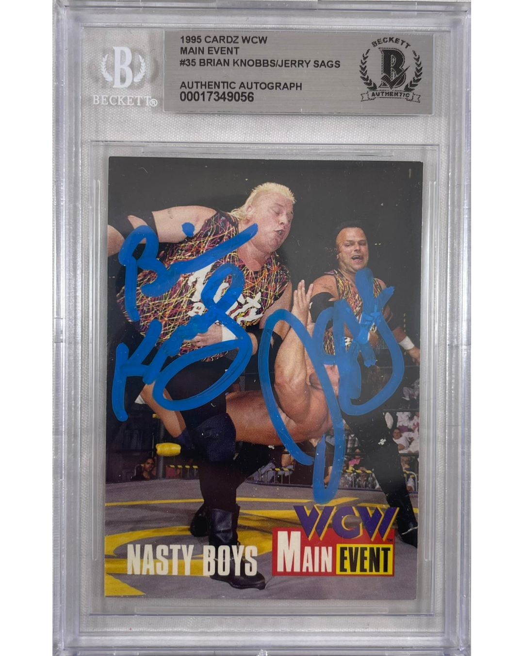 WWE WCW Nasty Boys Brian Knobbs Jerry Sags Autographed Signed CARDZ #35 1995 BAS Encapsulated