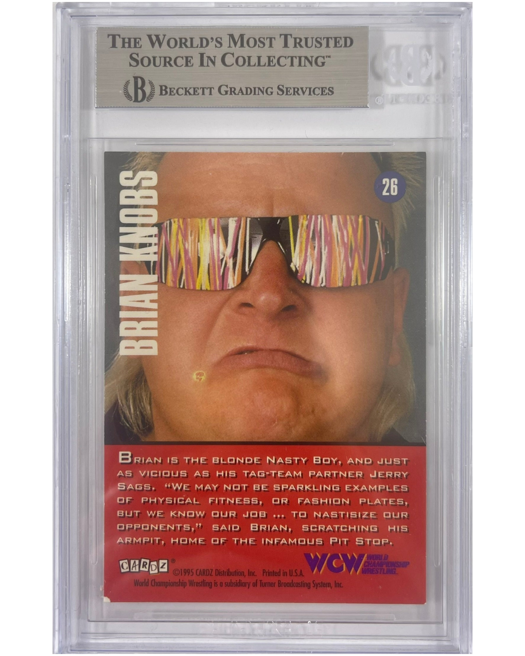 WWE WCW Nasty Boys Brian Knobbs Autographed Signed CARDZ Card #26 1995 BAS Encapsulated