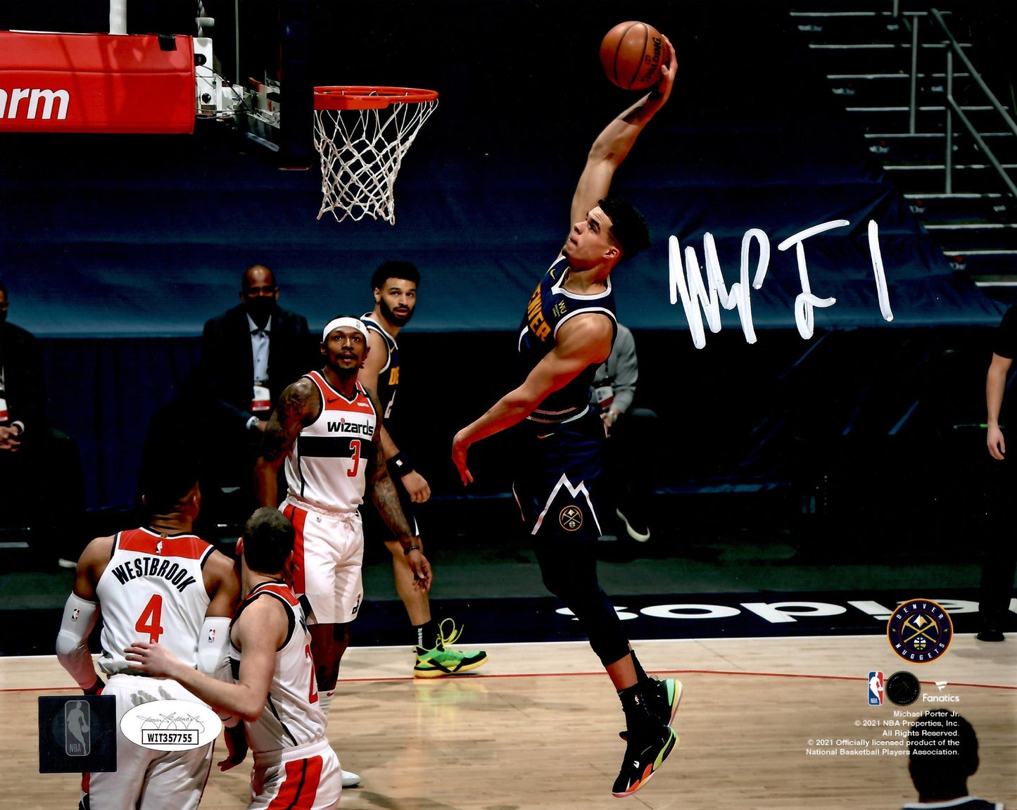Michael Porter Jr. signed 8x10 photo autographed Denver Nuggets JSA ITP Dunking