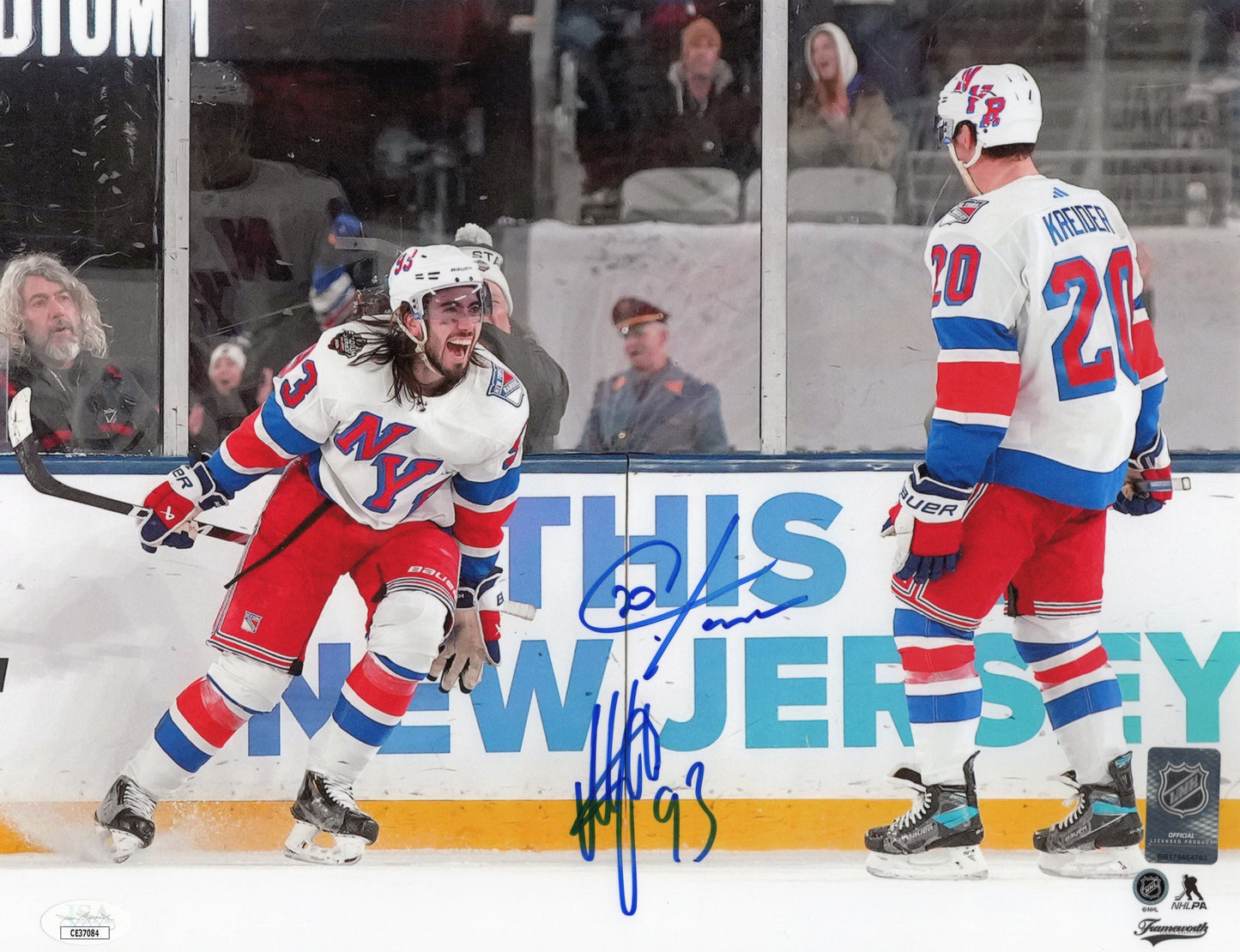 Mika Zibanejad & Chris Kreider signed 11x14 photo NHL New York Rangers JSA COA