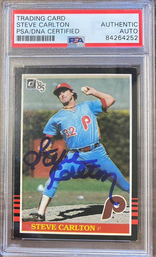 Steve Carlton auto card 1984 Donruss #305 Philadelphia Phillies PSA Encapsulated