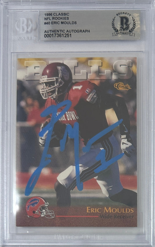 Eric Moulds autographed signed Player 1996 #40 Buffalo Bills BAS Encap RC