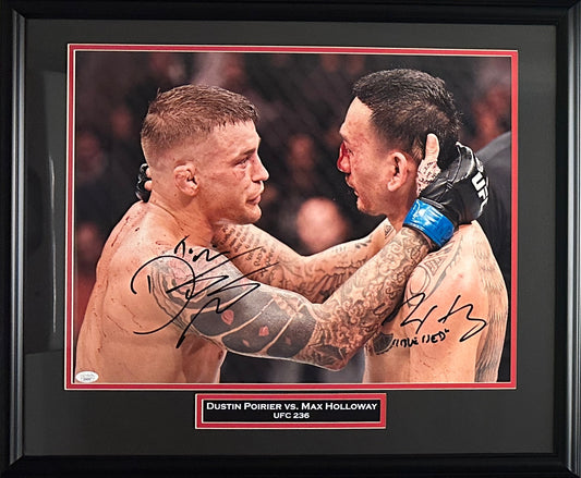 Dustin Poirier and Max Holloway autographed inscribed framed 16x20 photo UFC JSA
