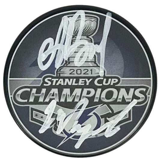 Andrei Vasilevskiy Nikita Kucherov signed puck Tampa Bay Lightning JSA COA