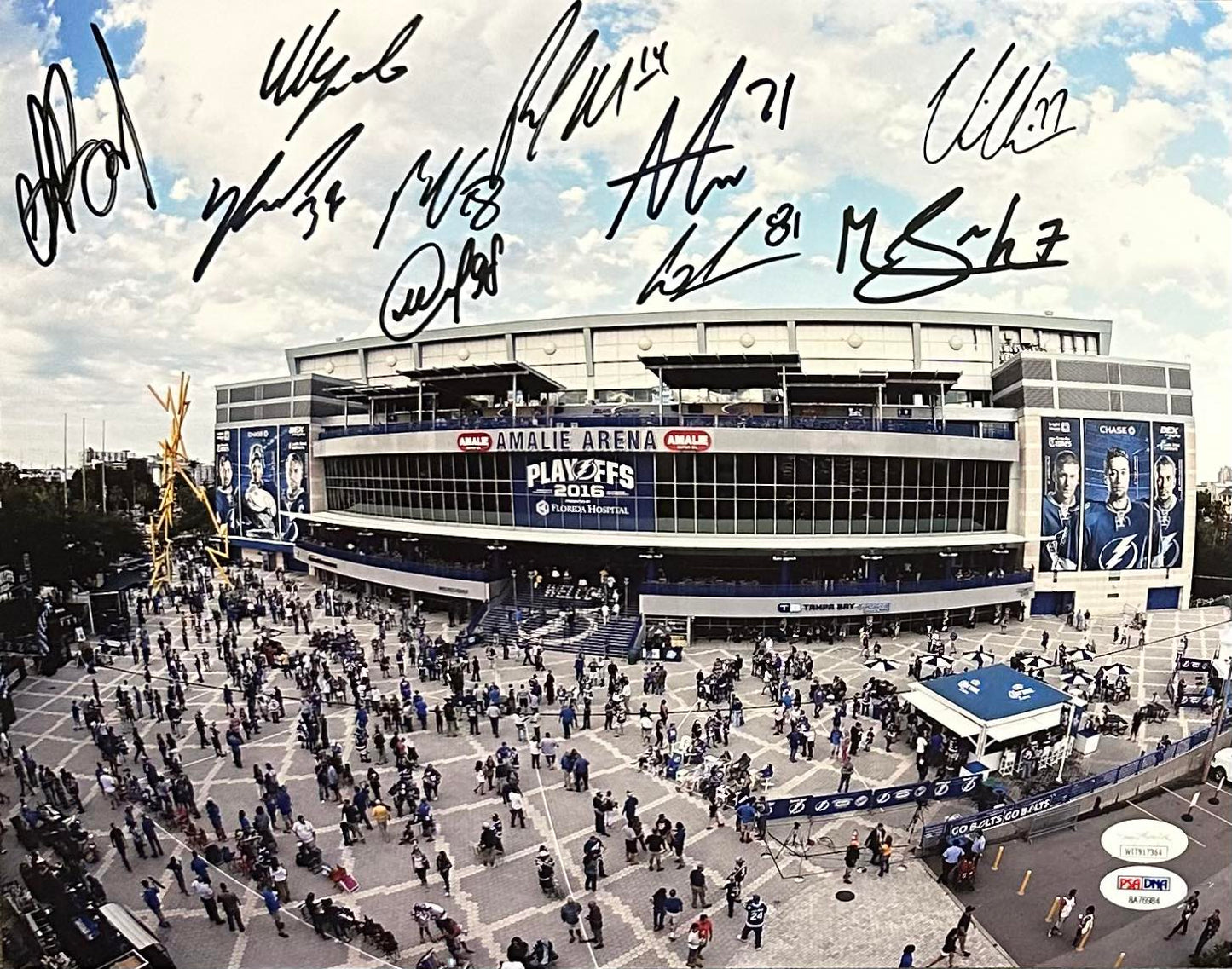 Team signed 11x14 photo Tampa Bay Lightning JSA PSA Vasilevskiy Kucherov Hedman