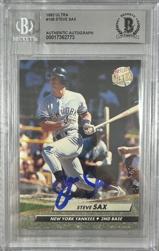Steve Sax auto signed card 1983 Fleer Corp #108 MLB White Sox BAS Encap