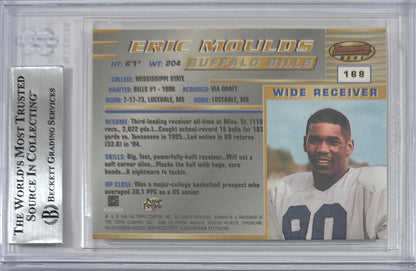 Eric Moulds autographed signed Topps 1996 #168 Buffalo Bills BAS Encap RC