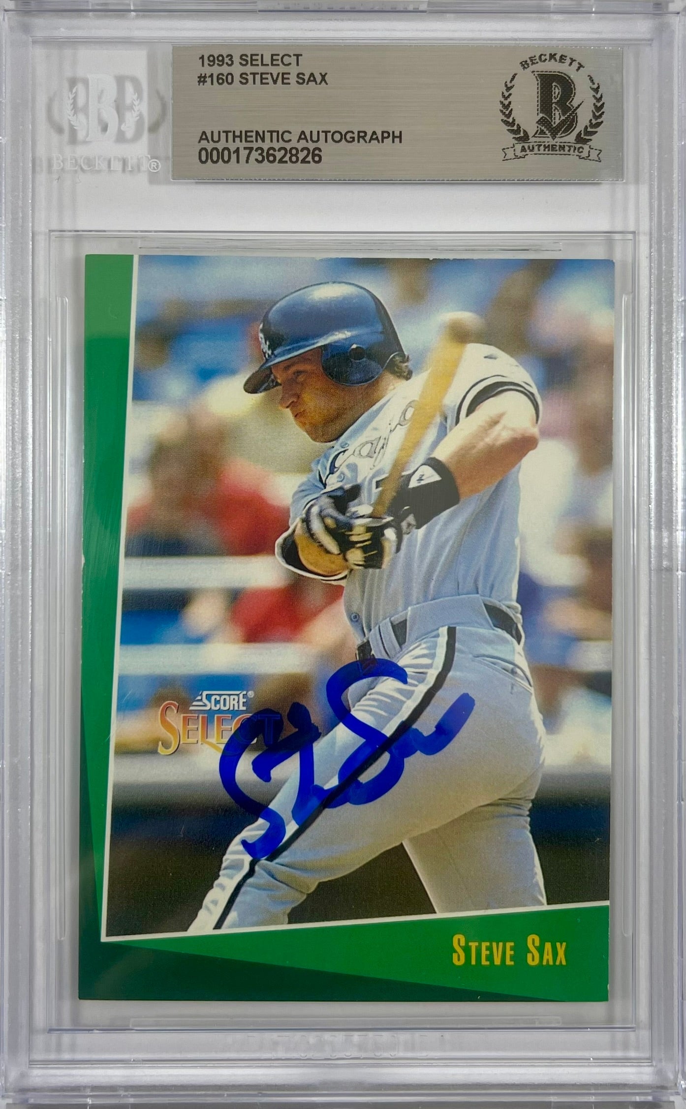 Steve Sax auto signed card 1992 Score #160 MLB Chicago White Sox BAS Encap