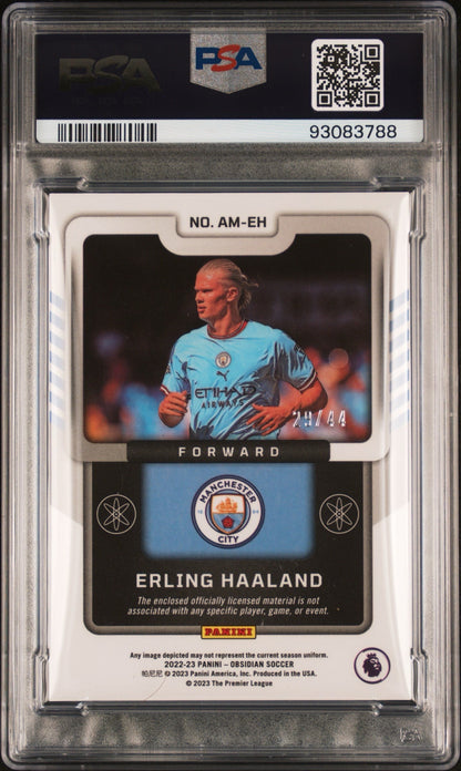 Erling Haaland 2022-23 Panini Obsidian Atomic Materials /44 PSA 8 Red Pulsar