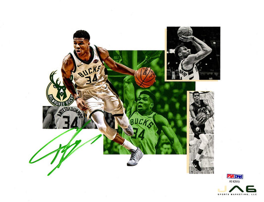 Giannis Antetokounmpo autographed 20x24 canvas NBA Milwaukee Bucks PSA