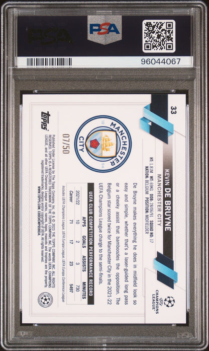 Kevin De Bruyne 2022-23 Topps Gold Foil PSA 10 /50 #33 UEFA