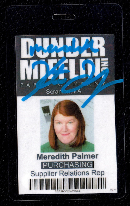 Kate Flannery autographed signed inscribed Work ID Badge The Office JSA Meredith
