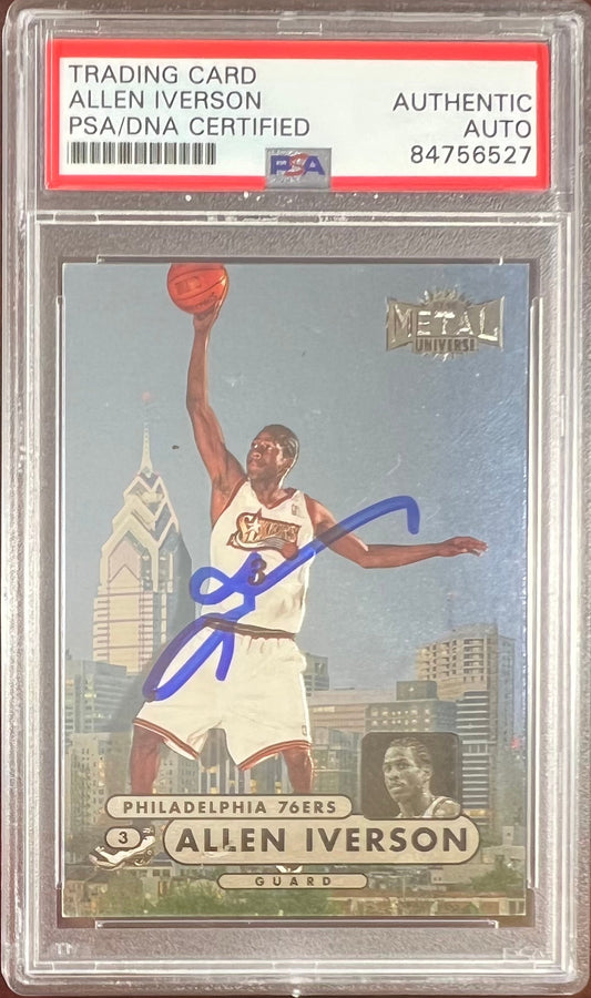 Allen Iverson auto card 1998 Metal Universe #26 Philadelphia 76ers PSA Encaps