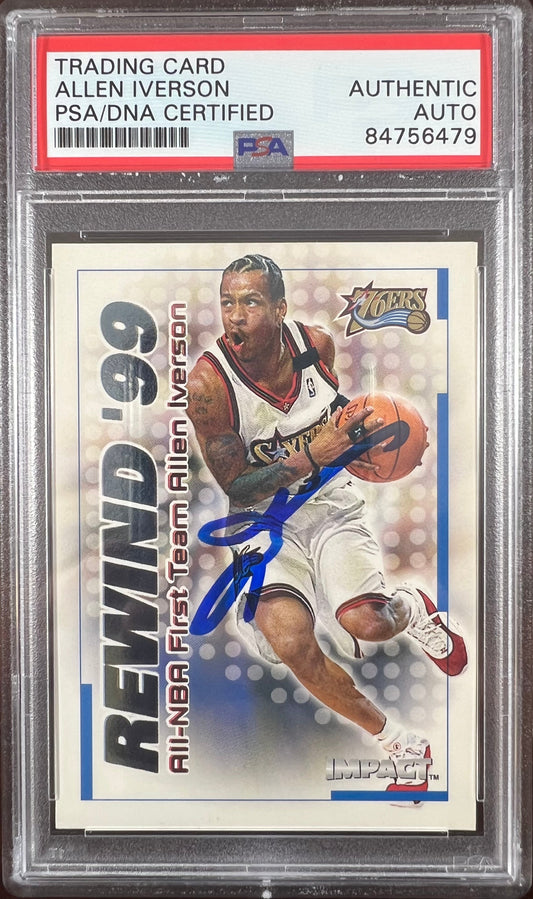 Allen Iverson auto card 2000 Fleer Impact #18 Philadelphia 76ers PSA Encap