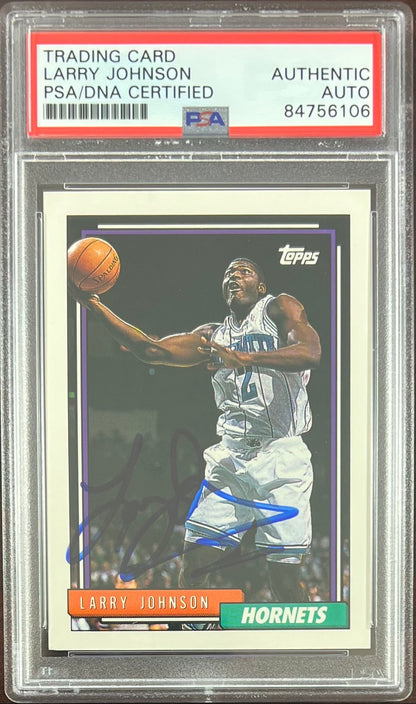 Larry Johnson auto 1993 Topps #283 card Charlotte Hornets PSA Encapsulated