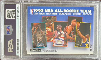 Larry Johnson auto 1992 Skybox #319 card Charlotte Hornets PSA Encapsulated
