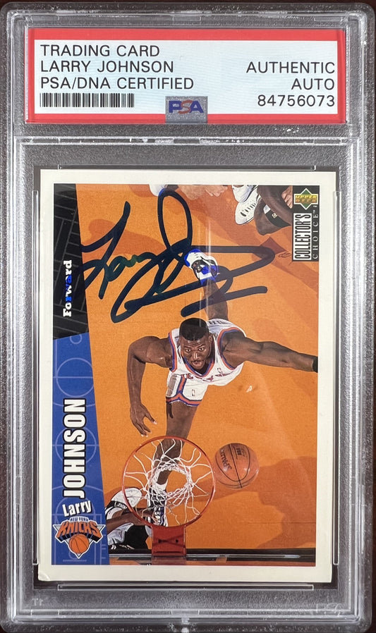 Larry Johnson auto 1996 Upper Deck #292 card New York Knicks PSA Encapsulated