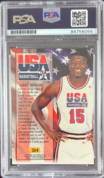 Larry Johnson auto 1994 Fleer Ultra #364 card Charlotte Hornets PSA Encapsulated