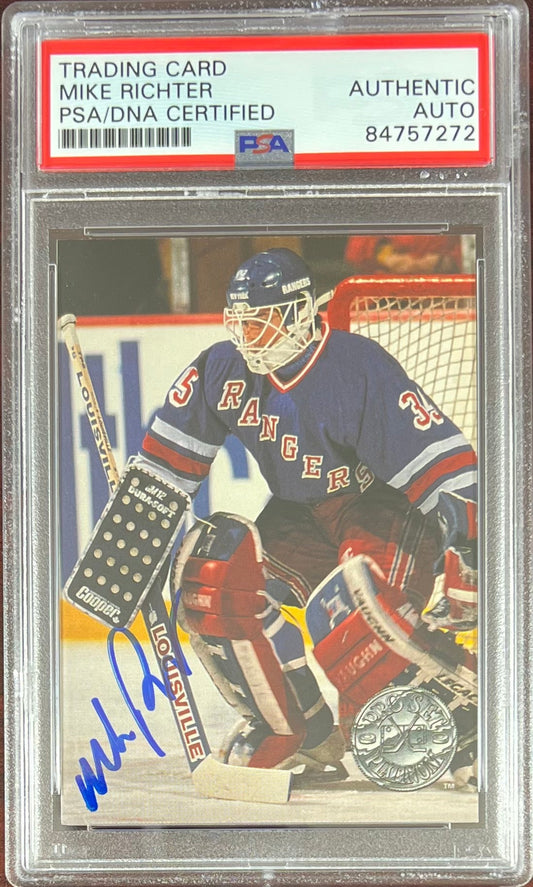 Mike Richter auto card 1991 Pro Set Platinum #83 PSA Encapsulated NY Rangers