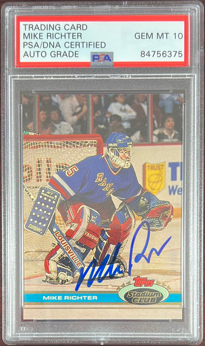 Mike Richter auto card 1992 Topps Stadium Club #92 Gem Mint 10 PSA Encapsulated