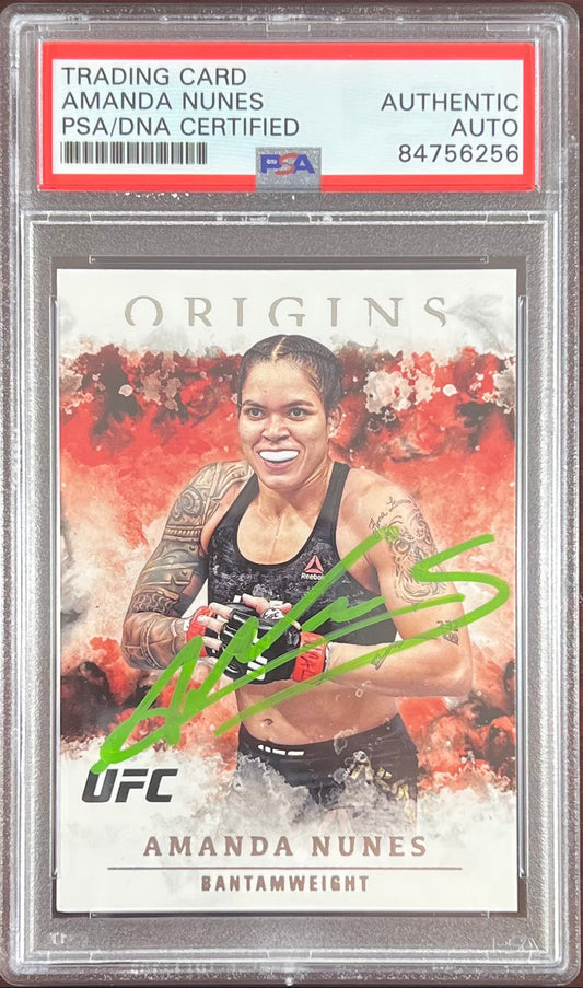 Amanda Nunes auto 2021 Panini Chronicles Origins card #39 UFC PSA Encapsulated