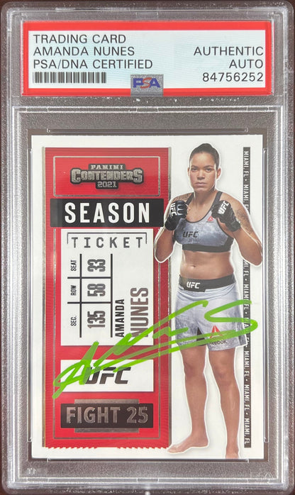 Amanda Nunes auto 2021 Panini Chronicles Contenders card #7 UFC PSA Encapsulated