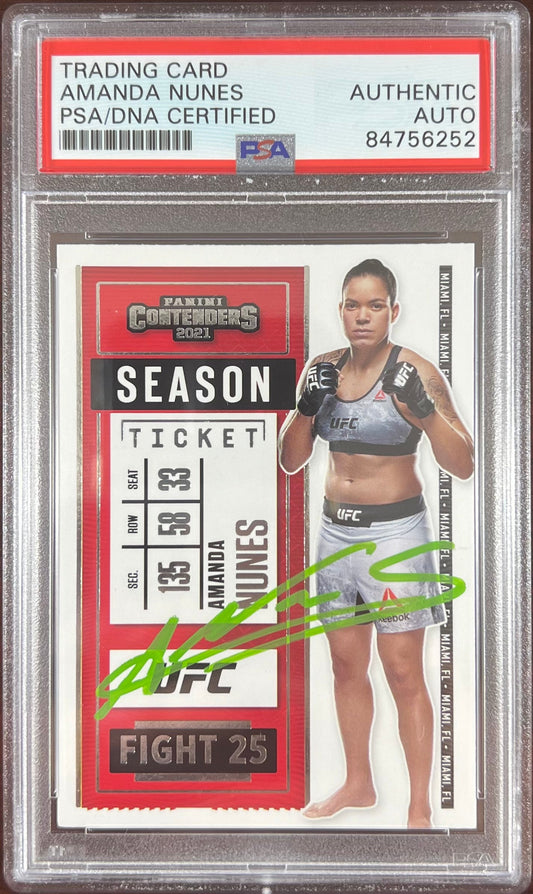 Amanda Nunes auto 2021 Panini Chronicles Contenders card #7 UFC PSA Encapsulated