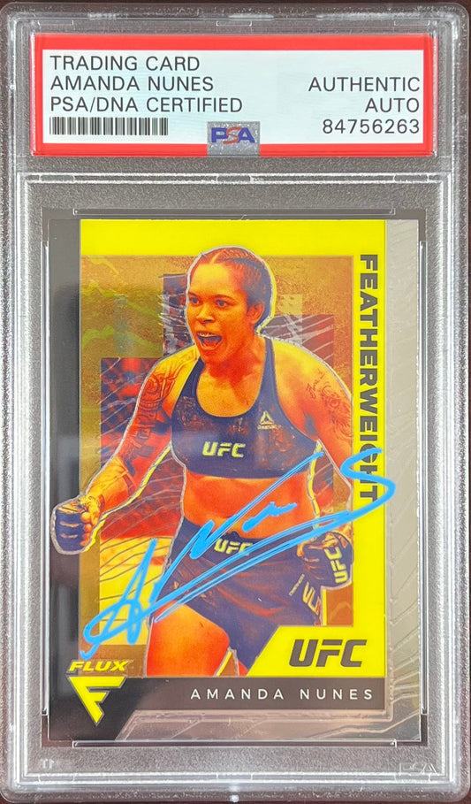 Amanda Nunes auto 2021 Panini Chronicles Flux card #245 UFC PSA Encapsulated