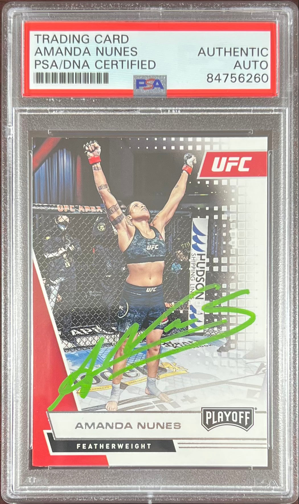 Amanda Nunes auto 2021 Panini Chronicles Playoff card #64 UFC PSA Encapsulated