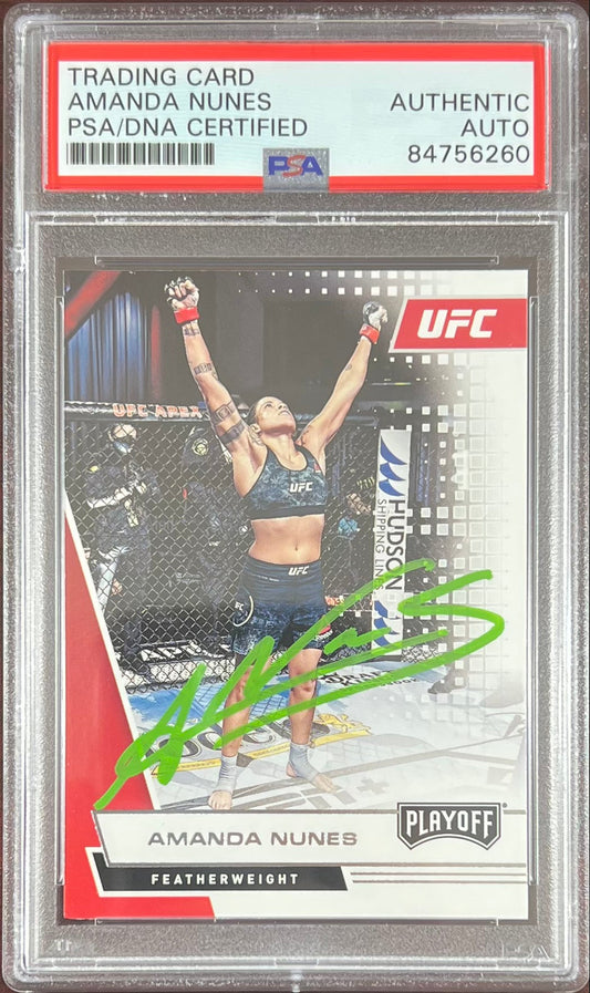 Amanda Nunes auto 2021 Panini Chronicles Playoff card #64 UFC PSA Encapsulated