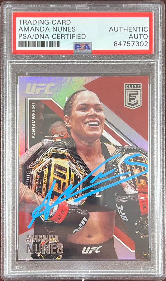Amanda Nunes auto 2021 Panini Chronicles Elite card #145 UFC PSA Encapsulated