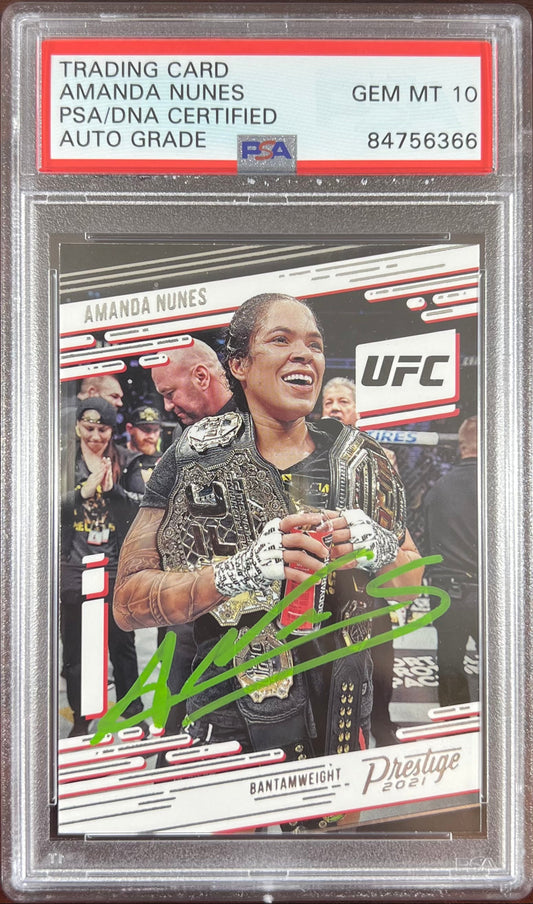 Amanda Nunes auto 2021 Panini Chronicles Prestige card #74 UFC PSA 10 GEM MINT